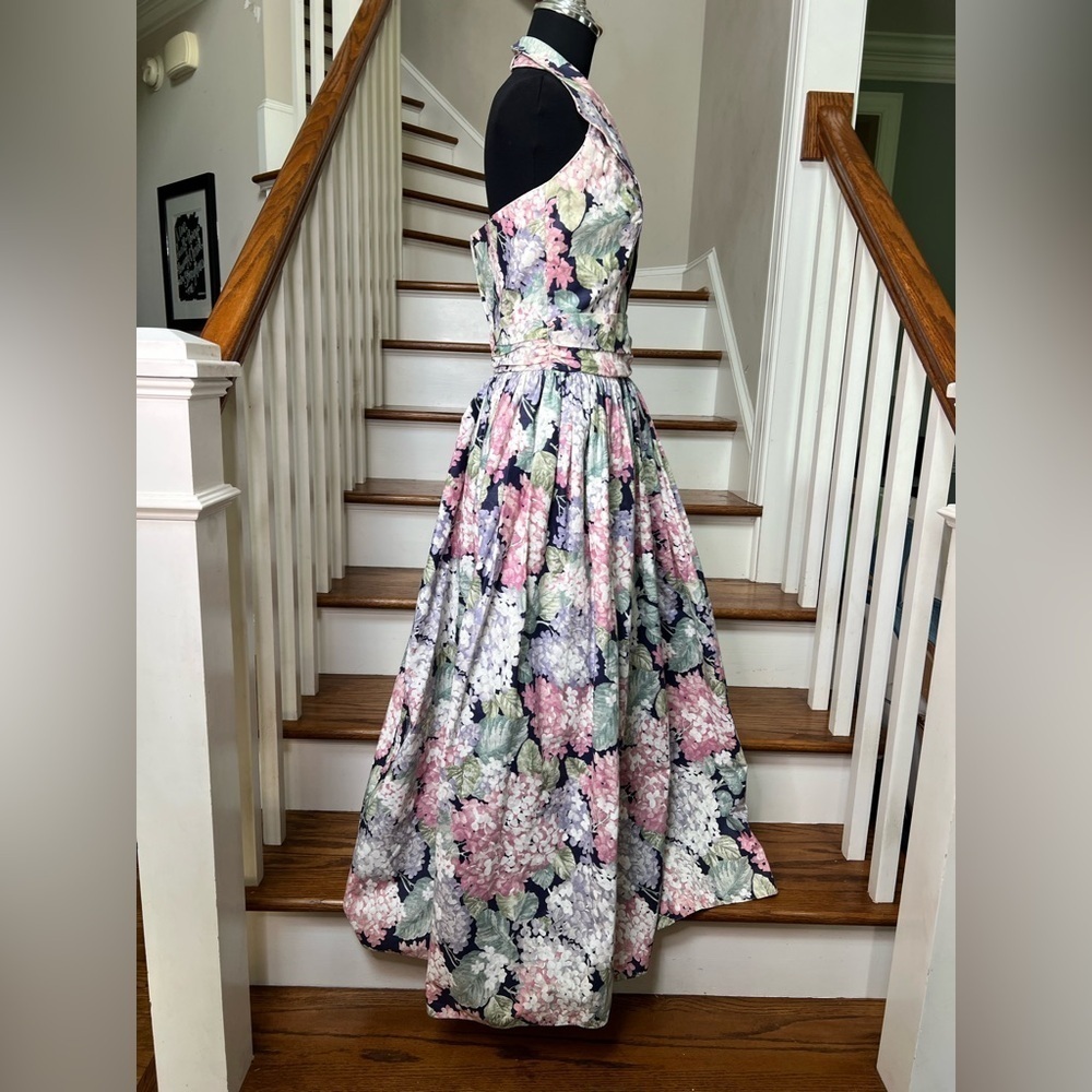 90s Floral Maxi Dress Cottagecore Dark Floral Garden Party Tea Dress Size 11/12 - Picture 5 of 11